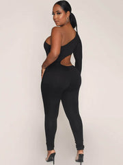One Shoulder Cutout Bodycon Rompers Newgew