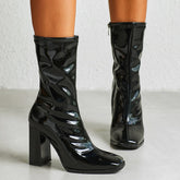 Side Zip Chunky Heeled Classic Boots Newgew
