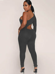 One Shoulder Cutout Bodycon Rompers Newgew