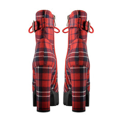 Chunky Red Plaid Boots Newgew