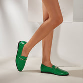 British Style Metal Buckle Loafer Flats Newgew