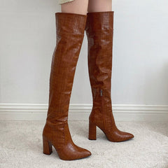 Over Knee Side Zip Heeled Boots Newgew