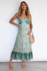 V Neck Floral Boho Dress Newgew