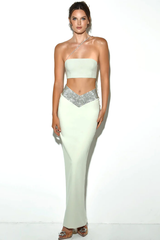 Uriel Mint Crop Top+Uriah Crystal Pencil Skirt Newgew