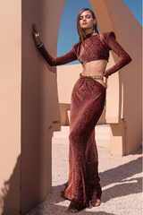 Velour Short Top + Skirt Two Piece Set Newgew