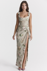 Una Vintage Floral Corset + Maxi Skirt Set Newgew