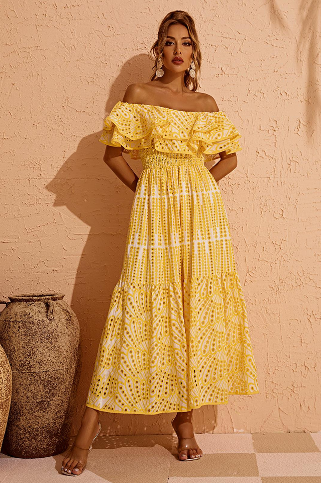 Tulum Off Shoulder Eyelet Dress Newgew
