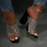 Stylish Glamorous Rhinestone Strap Heels Pairmore