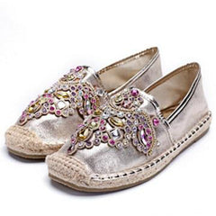 Colorful Rhinestone Fisherman Espadrilles Flats Pairmore