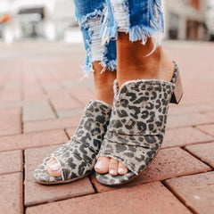 Leopard Peep Toe Slippers Pairmore