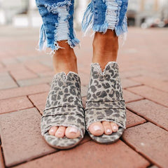 Leopard Peep Toe Slippers Pairmore
