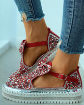 Studded Bowknot Cutout Casual Shoes Newgew