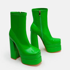 High Waterproof Platform Thick Heeled Side Zip Boots Newgew