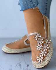 Studded Floral Pattern Sheer Mesh Casual Shoes Newgew