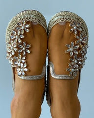 Studded Floral Pattern Sheer Mesh Casual Shoes Newgew