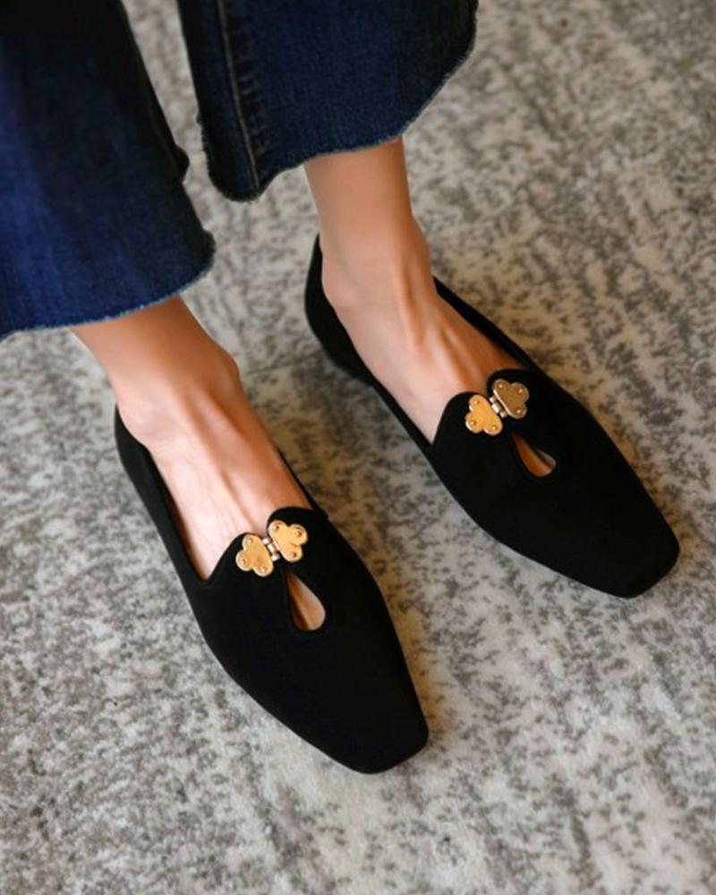 Suede Square Toes Loafers Slip-on Newgew