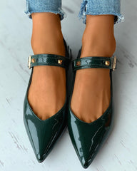 Pointed Toe Buckled Chunky Mary Jane Newgew