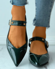 Pointed Toe Buckled Chunky Mary Jane Newgew