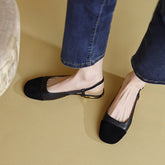 Frady Cap Toe Black Slingback Flats Newgew