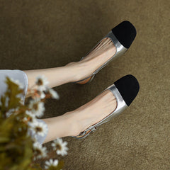 Frady Cap Toe Slingback Flats Silver Newgew