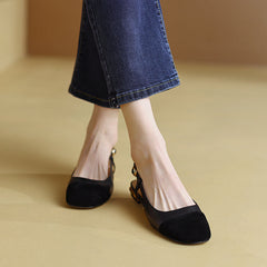 Frady Cap Toe Black Slingback Flats Newgew