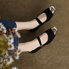 Fanny Black Suede Mary Jane Shoes NEW GEW