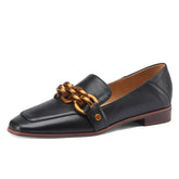 Ada Genuine Leather Loafers with Chain Newgew