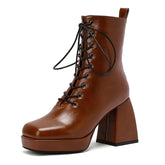 Brooke Lace up Chunky Ankle Boots Newgew