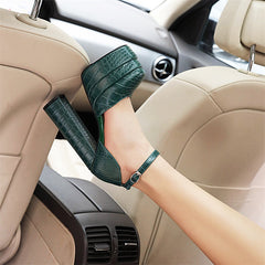 Hazel Emerald Green Platform Heels Newgew