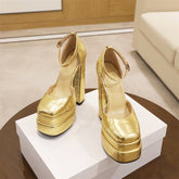 Hazel Platform Heels Gold Newgew