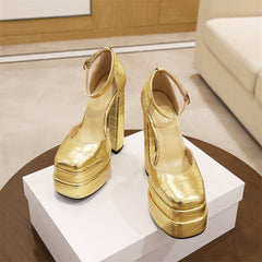 Hazel Platform Heels Gold Newgew