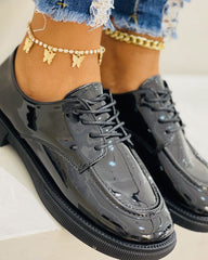 Lace-up Round Toe Slip On Loafers Newgew