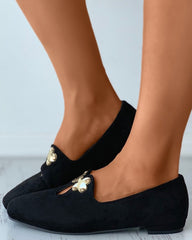 Suede Square Toes Loafers Slip-on Newgew