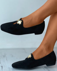 Suede Square Toes Loafers Slip-on Newgew