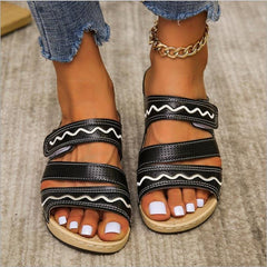 Leather Low Heel Sandals Newgew