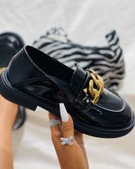 Round Toe Chain Decor Slip On Loafers Newgew