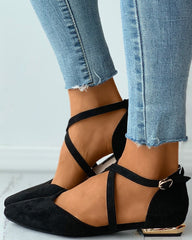 Suede Pointed Toe Bandage Flats Newgew