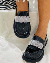 Studded Ruched Strap Slip On Loafers Newgew