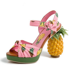 Marion Novelty Heel Fruit Print Platform Sandals newgew