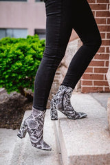 Snake Print High Heel Boots Newgew