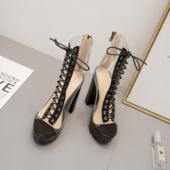 Peep-toe Chunky Heeled Booties Newgew