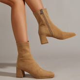 Retro Front Lace-up Square Heel Boots Newgew