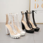 Peep-toe Chunky Heeled Booties Newgew
