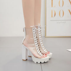 Peep-toe Chunky Heeled Booties Newgew