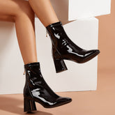 Minimalist Thick Heeled Back Zipper Short Boots Newgew