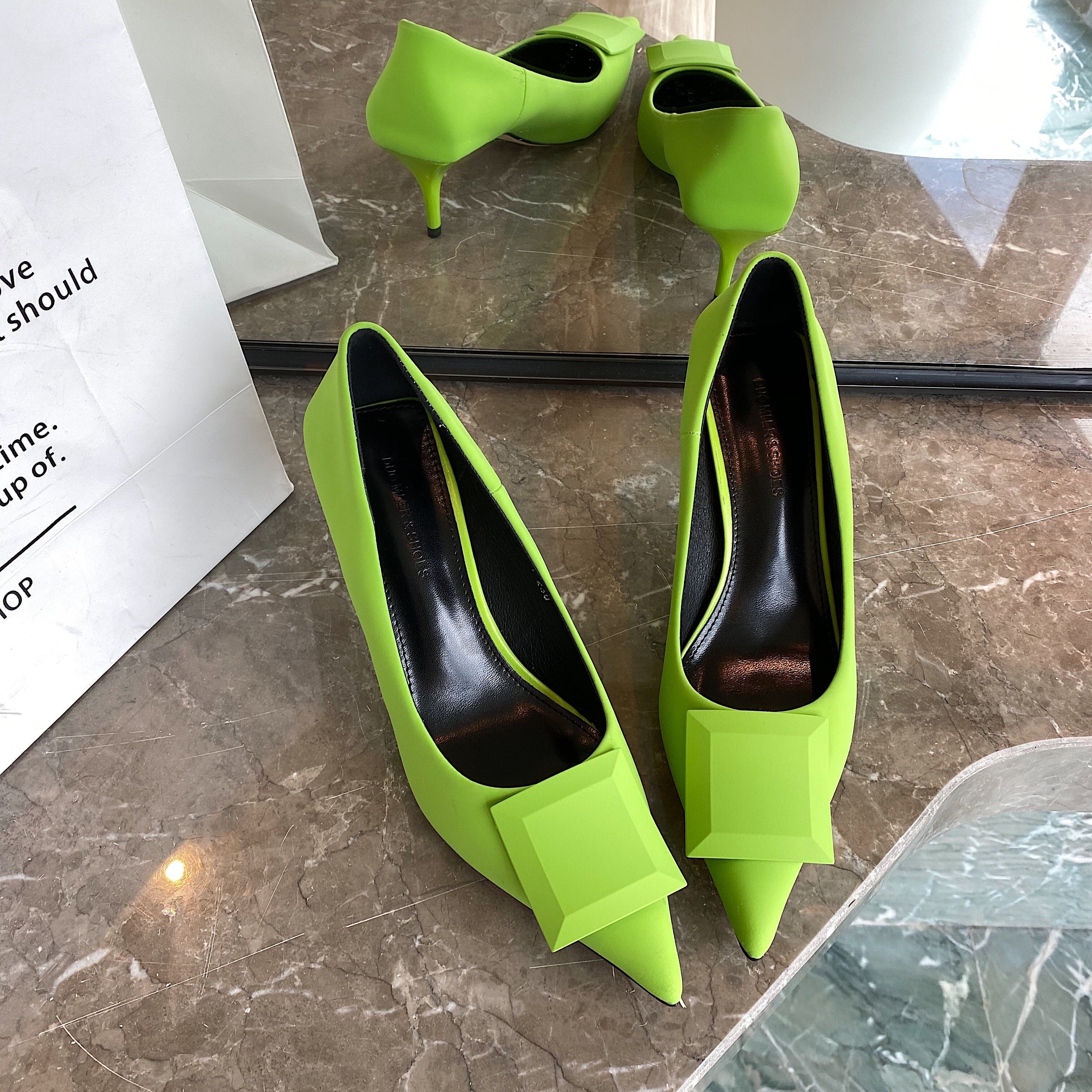 Square Decorated Pointed Stilettos Heels Newgew