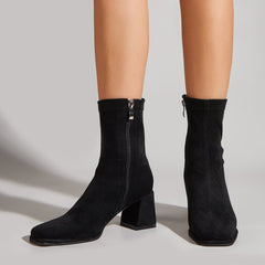 Side Zipper Square Heel Boots Newgew
