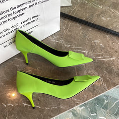 Square Decorated Pointed Stilettos Heels Newgew