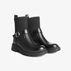 Buckle Design Knitted Tube Chelsea Boots Newgew
