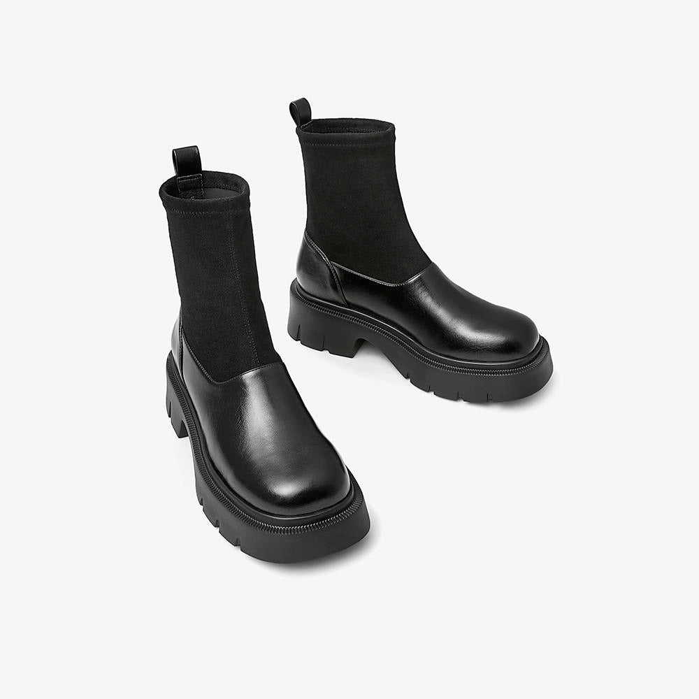 Thick-soled Chelsea Knitted Tube Short Boots Newgew